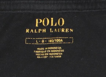 Ralph Lauren Men’s Black V-Neck Cotton T-Shirt Size L Regular Fit