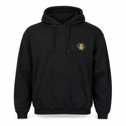 Printopolis Men’s Black XL Pullover Hoodie Bee Graphic Nature Logo