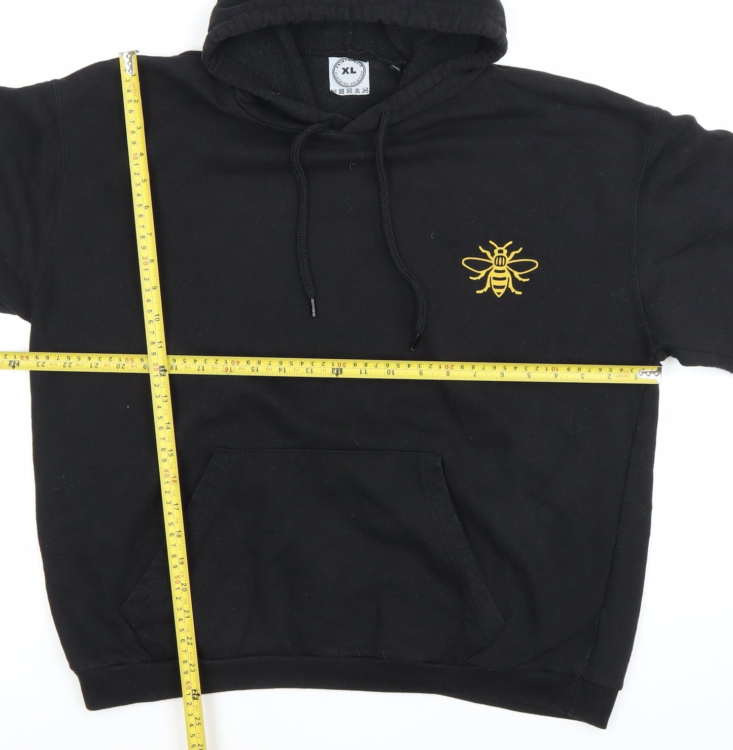 Printopolis Men’s Black XL Pullover Hoodie Bee Graphic Nature Logo