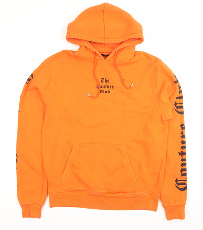 The Couture Club Mens Orange Pullover Hoodie Size L Logo Graphic