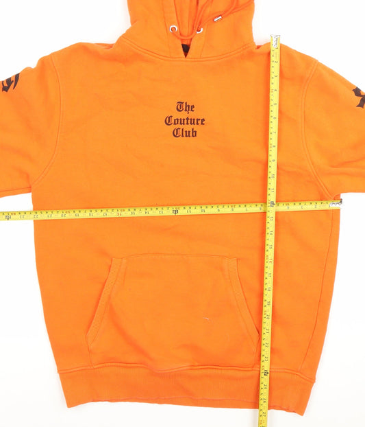 The Couture Club Mens Orange Pullover Hoodie Size L Logo Graphic
