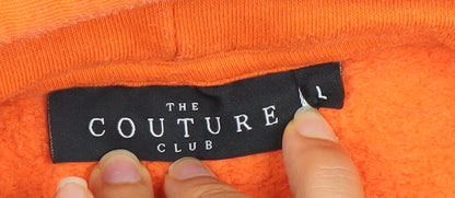 The Couture Club Mens Orange Pullover Hoodie Size L Logo Graphic