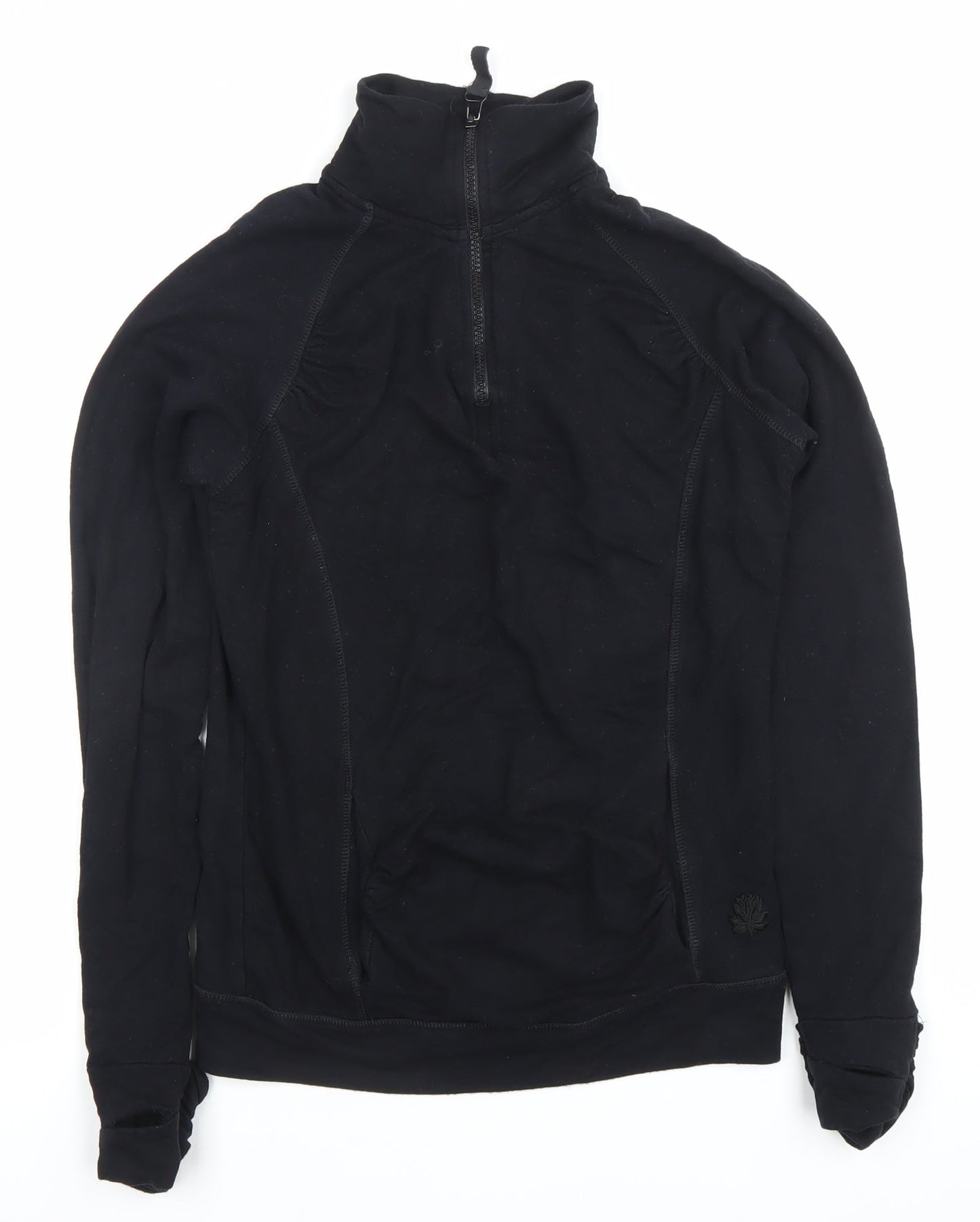 Calmia Womens Black Slim Fit 1/4 Zip Pullover Sweatshirt Size S