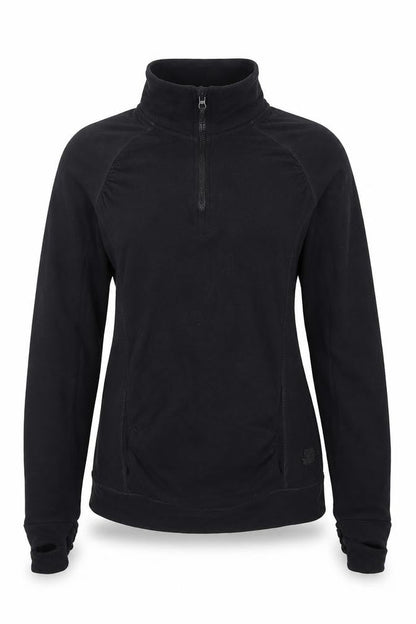 Calmia Womens Black Slim Fit 1/4 Zip Pullover Sweatshirt Size S