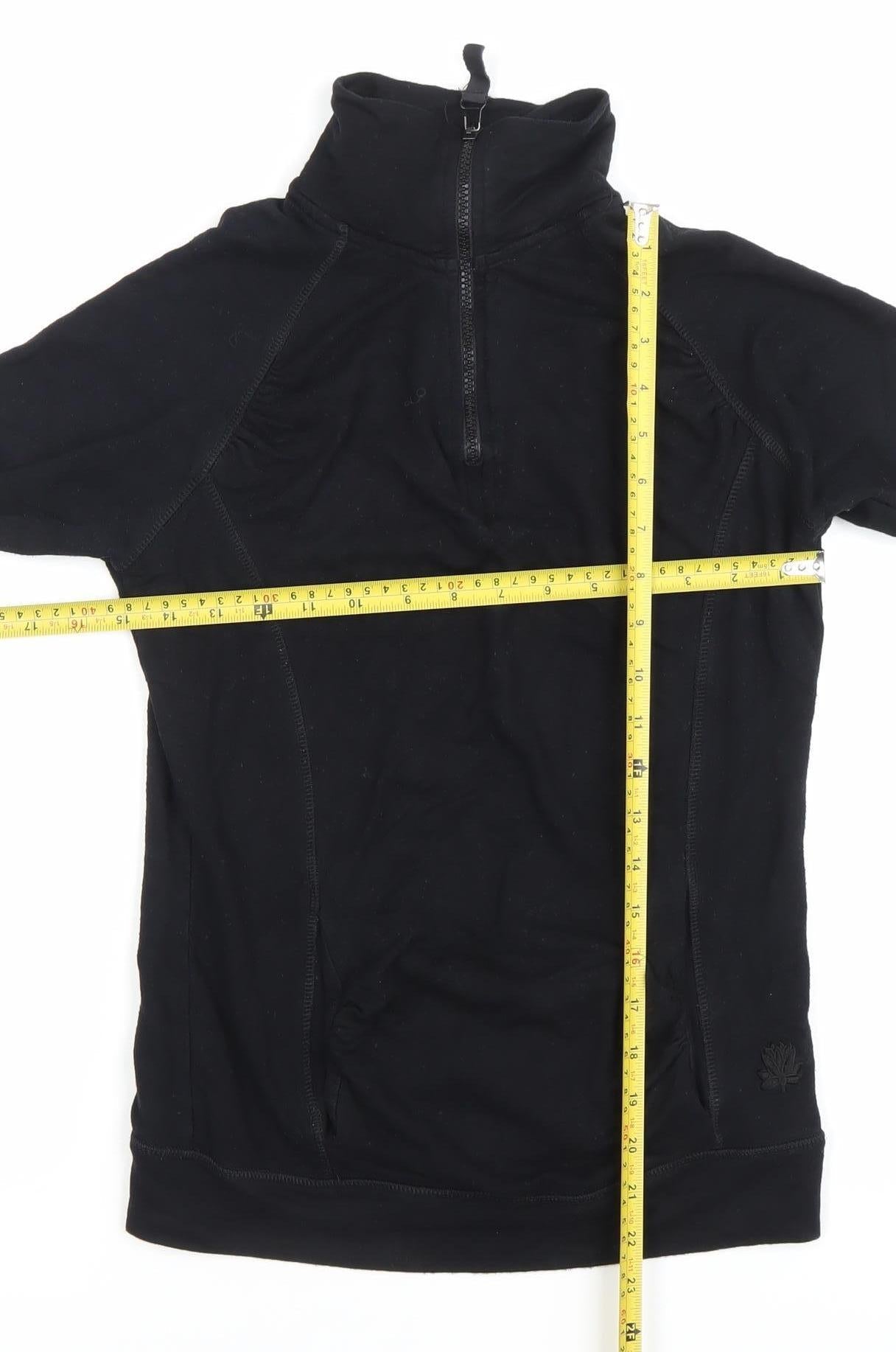 Calmia Womens Black Slim Fit 1/4 Zip Pullover Sweatshirt Size S
