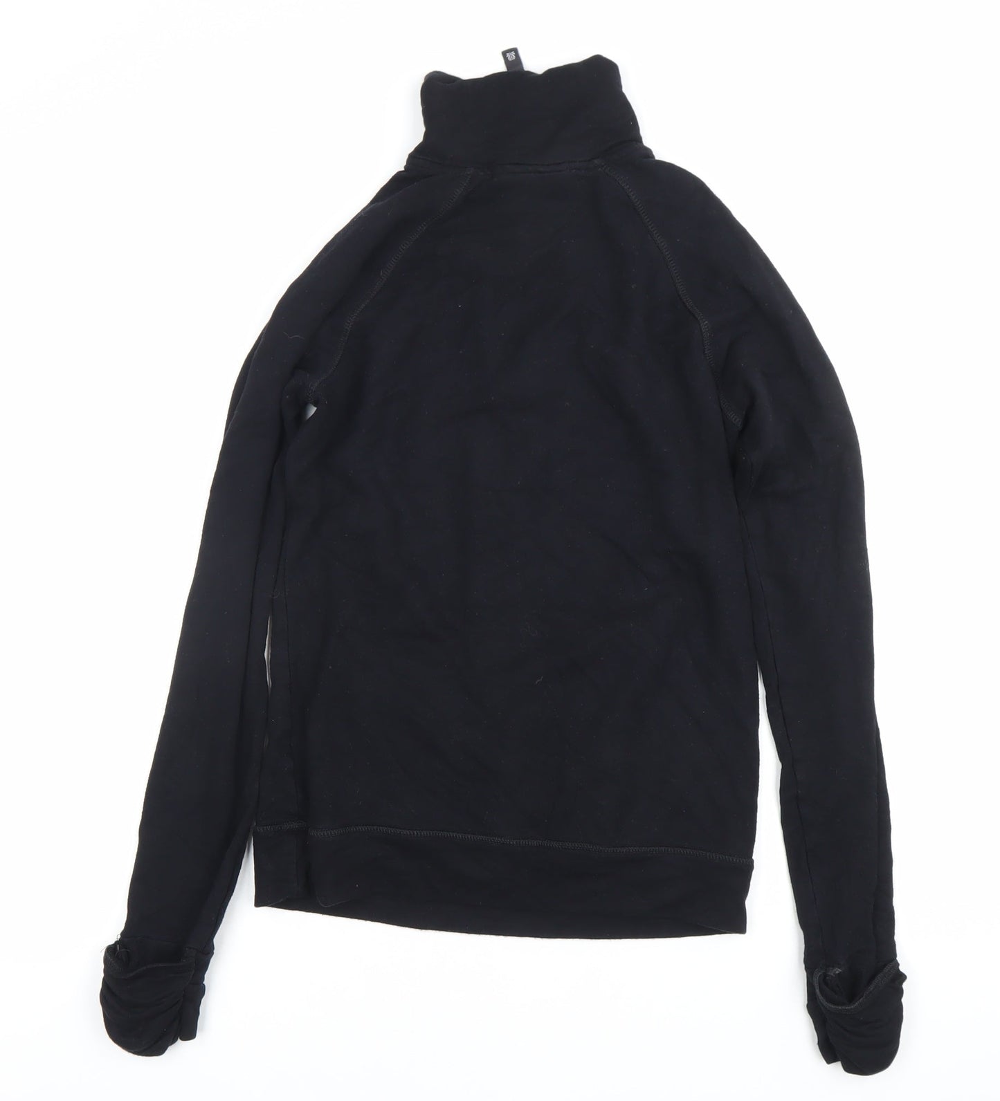 Calmia Womens Black Slim Fit 1/4 Zip Pullover Sweatshirt Size S