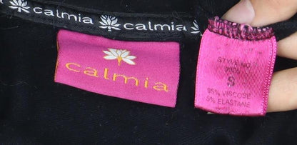 Calmia Womens Black Slim Fit 1/4 Zip Pullover Sweatshirt Size S