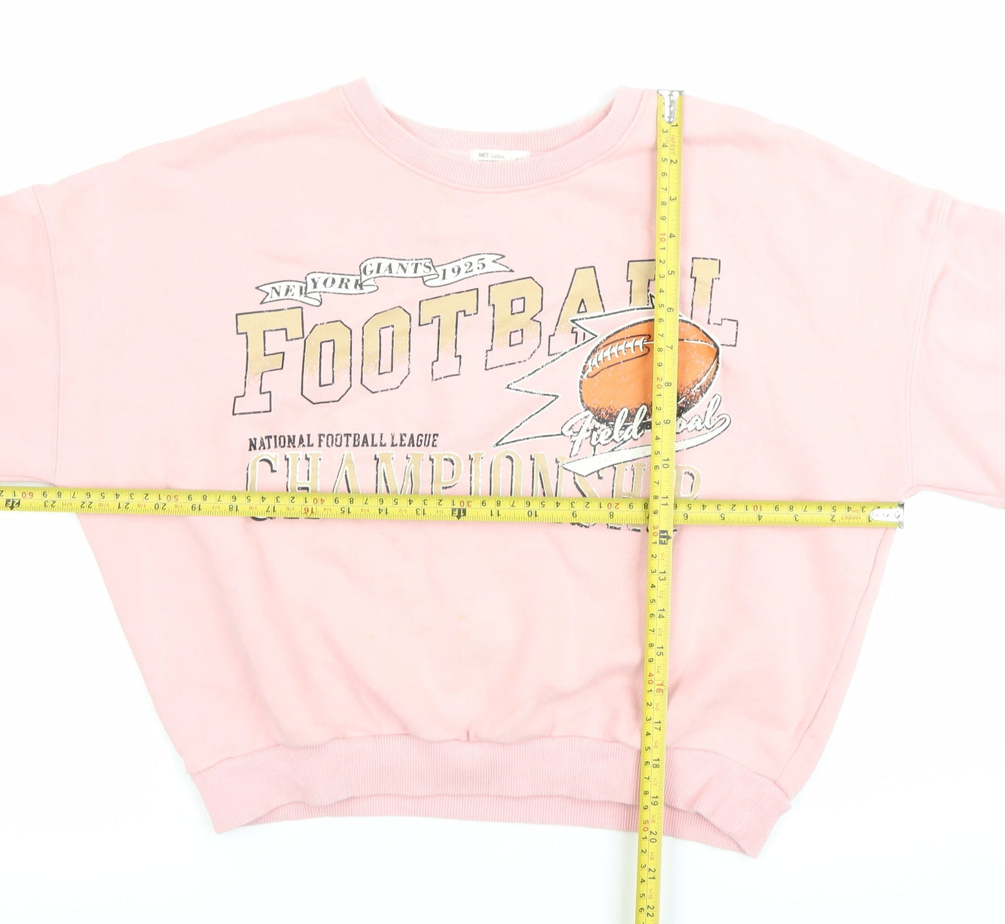 NET Ladies Women’s Pink Football Graphic Pullover Sweatshirt M