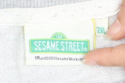 Sesame Street Men’s Grey 2XL Pullover Sweatshirt Cookie Monster