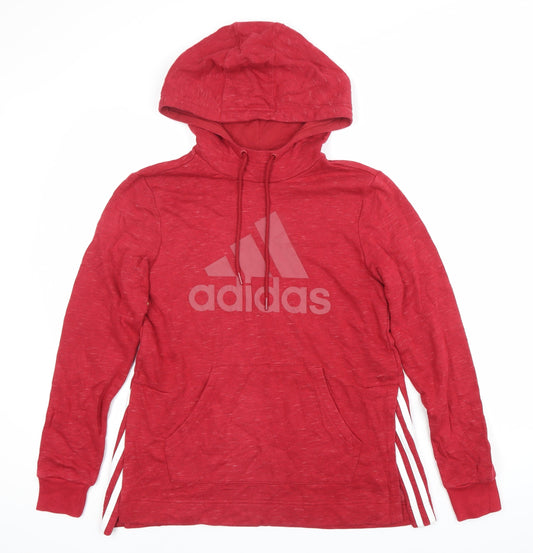 Adidas Womens Red XS Pullover Hoodie Sweatshirt Logo Cotton Blend