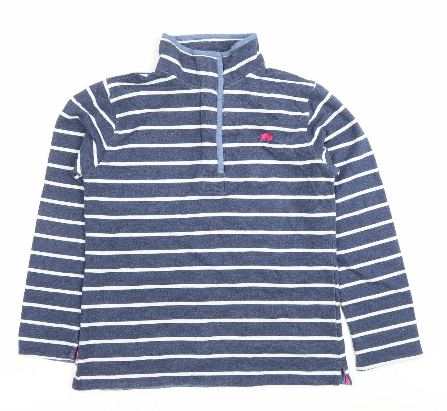 Raging Bull Women’s Blue Striped 1/4 Zip Sweatshirt Size 12 Cotton Blend