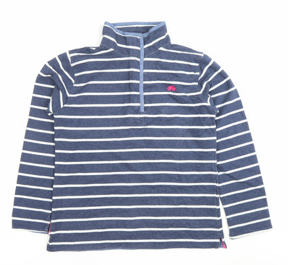 Raging Bull Women’s Blue Striped 1/4 Zip Sweatshirt Size 12 Cotton Blend