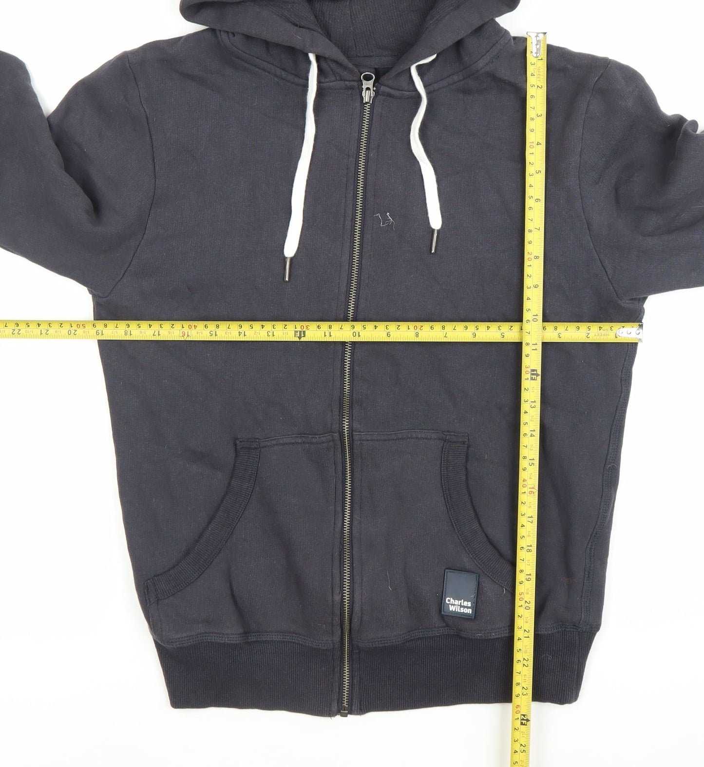 Mens UK Size S Charles Wilson Black Full Zip Hoodie