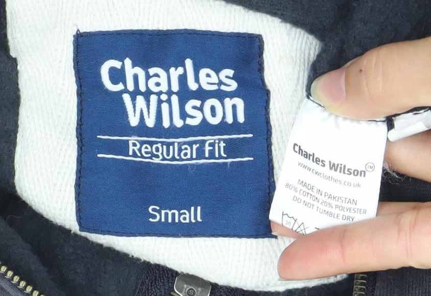 Mens UK Size S Charles Wilson Black Full Zip Hoodie