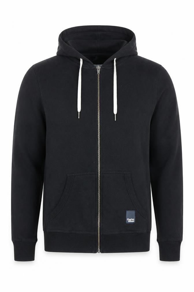 Mens UK Size S Charles Wilson Black Full Zip Hoodie