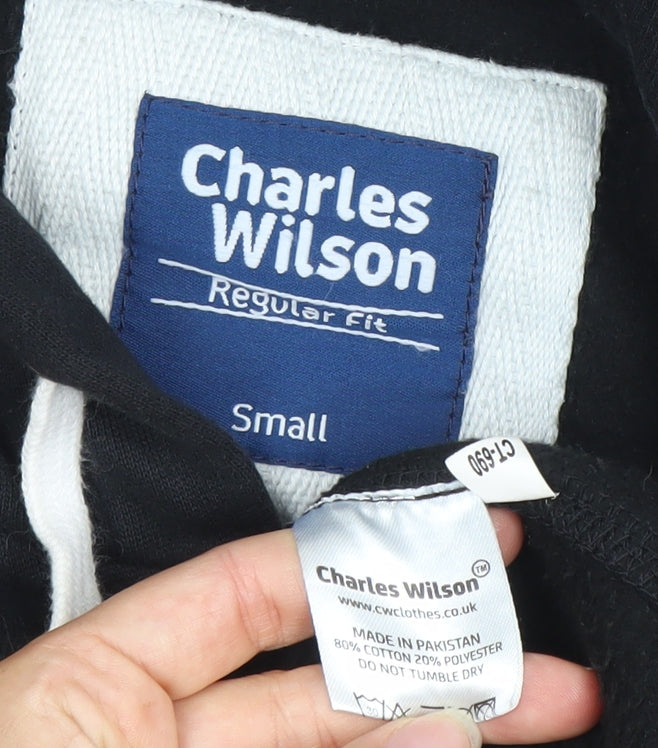 Mens UK Size S Charles Wilson Black Full Zip Hoodie