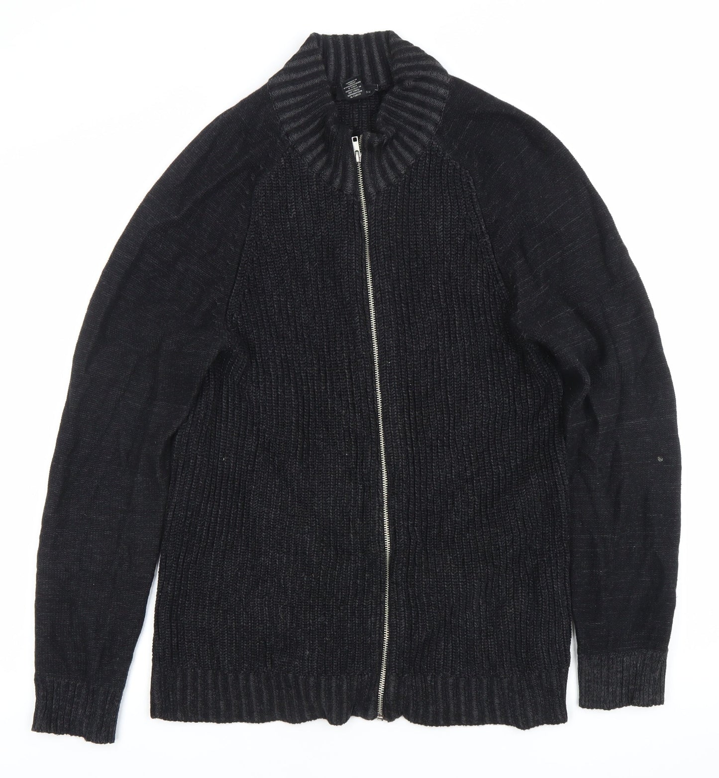 Porter + Ash Men’s Black Cotton Full Zip Jumper Size M High Neck