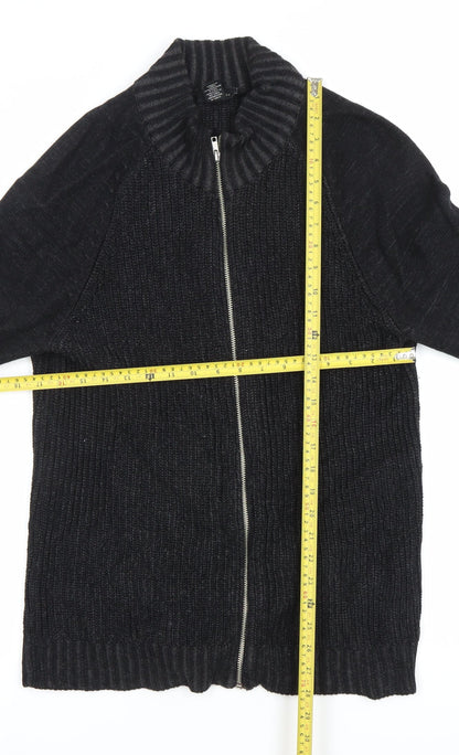 Porter + Ash Men’s Black Cotton Full Zip Jumper Size M High Neck