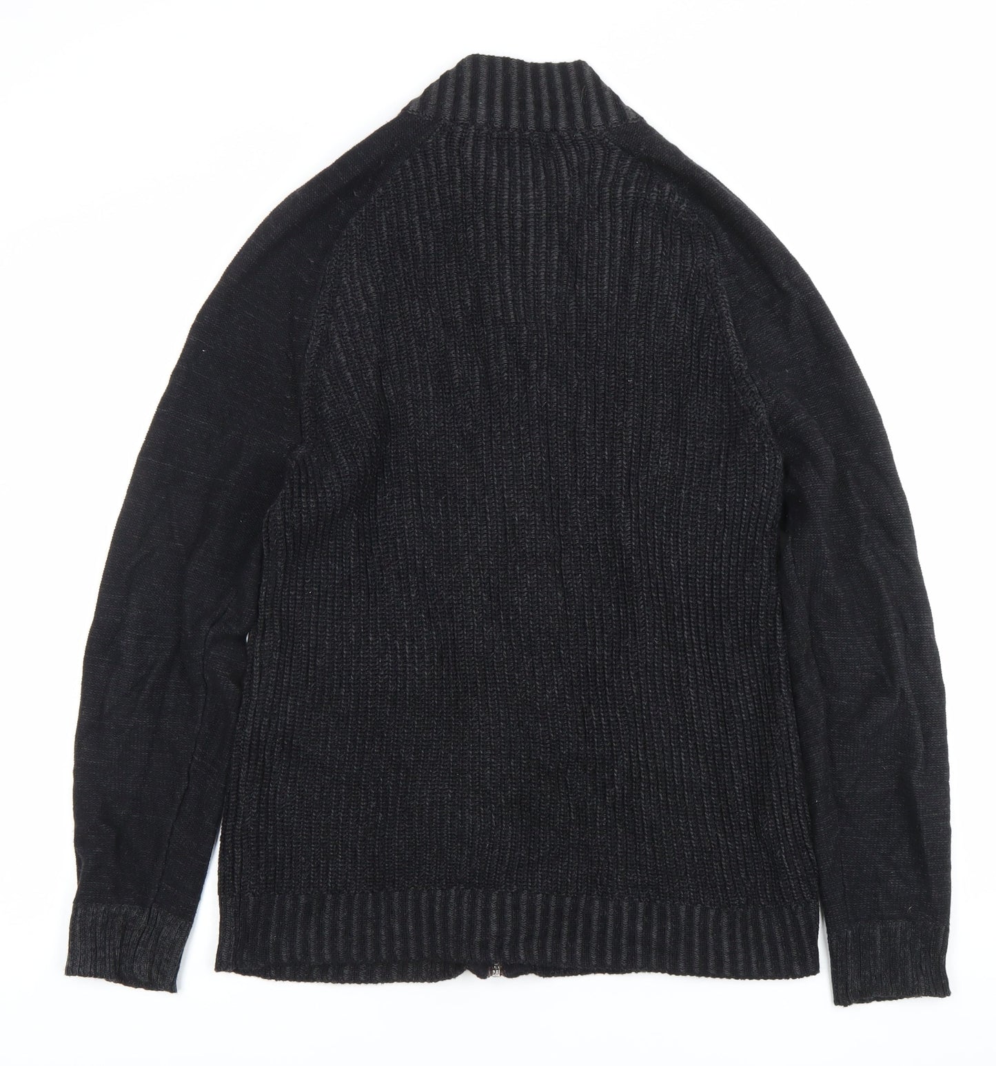 Porter + Ash Men’s Black Cotton Full Zip Jumper Size M High Neck