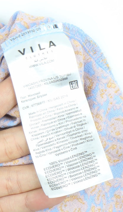 Womens UK Size L VILA Blue Tunic Blouse