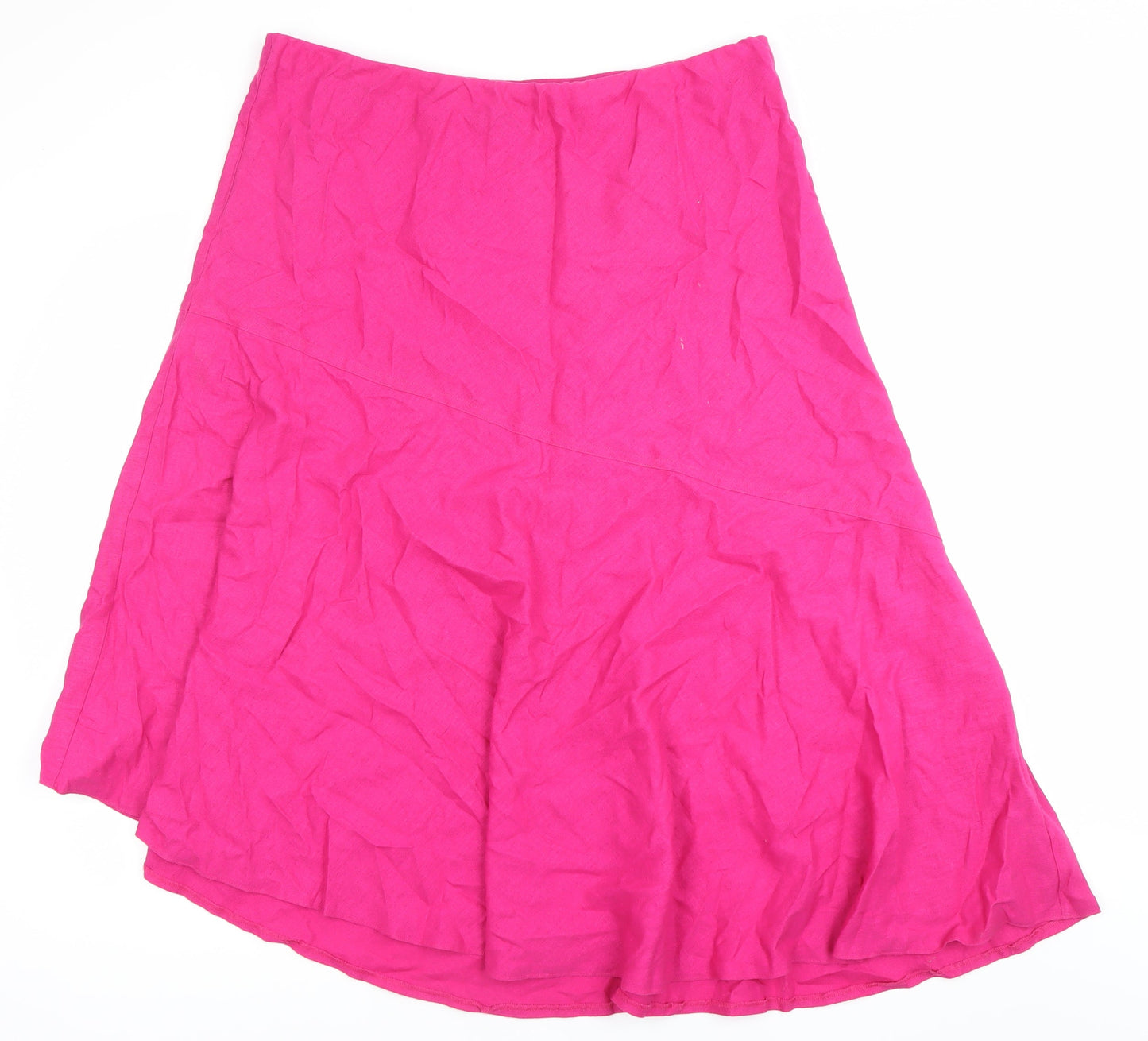 BHS Women’s Pink Linen Blend A-Line Midi Skirt Size 18