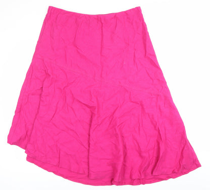BHS Women’s Pink Linen Blend A-Line Midi Skirt Size 18