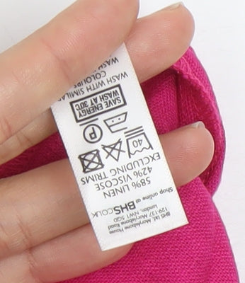 BHS Women’s Pink Linen Blend A-Line Midi Skirt Size 18