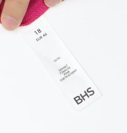 BHS Women’s Pink Linen Blend A-Line Midi Skirt Size 18