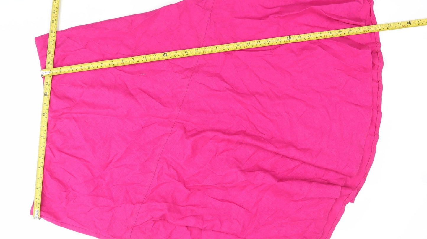 BHS Women’s Pink Linen Blend A-Line Midi Skirt Size 18