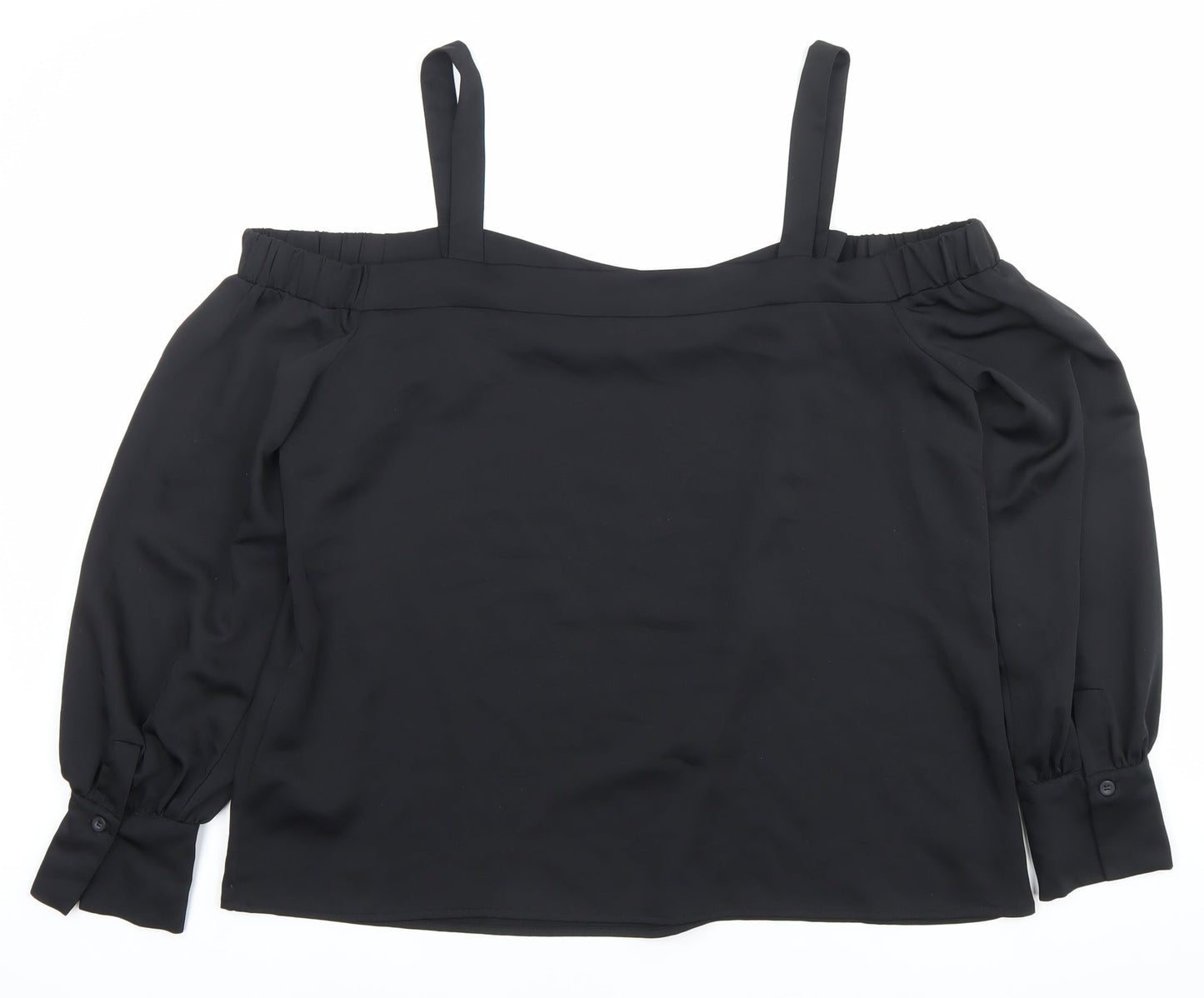 Womens UK Size 18 Warehouse Black Off the Shoulder Blouse