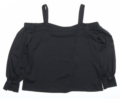 Womens UK Size 18 Warehouse Black Off the Shoulder Blouse