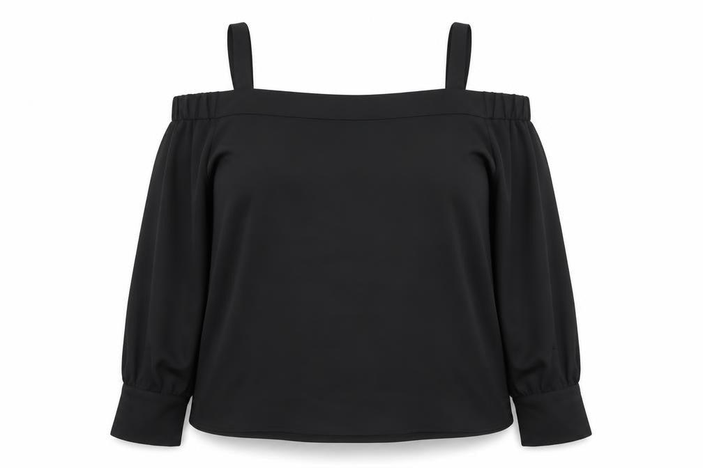 Womens UK Size 18 Warehouse Black Off the Shoulder Blouse