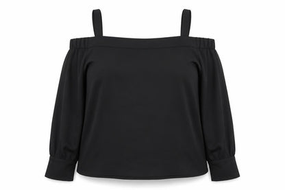 Womens UK Size 18 Warehouse Black Off the Shoulder Blouse