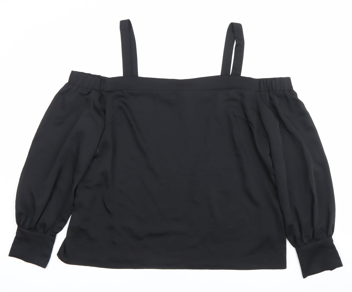 Womens UK Size 18 Warehouse Black Off the Shoulder Blouse