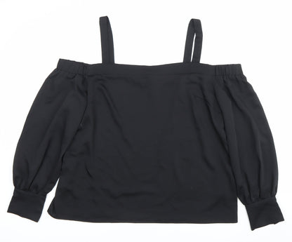 Womens UK Size 18 Warehouse Black Off the Shoulder Blouse