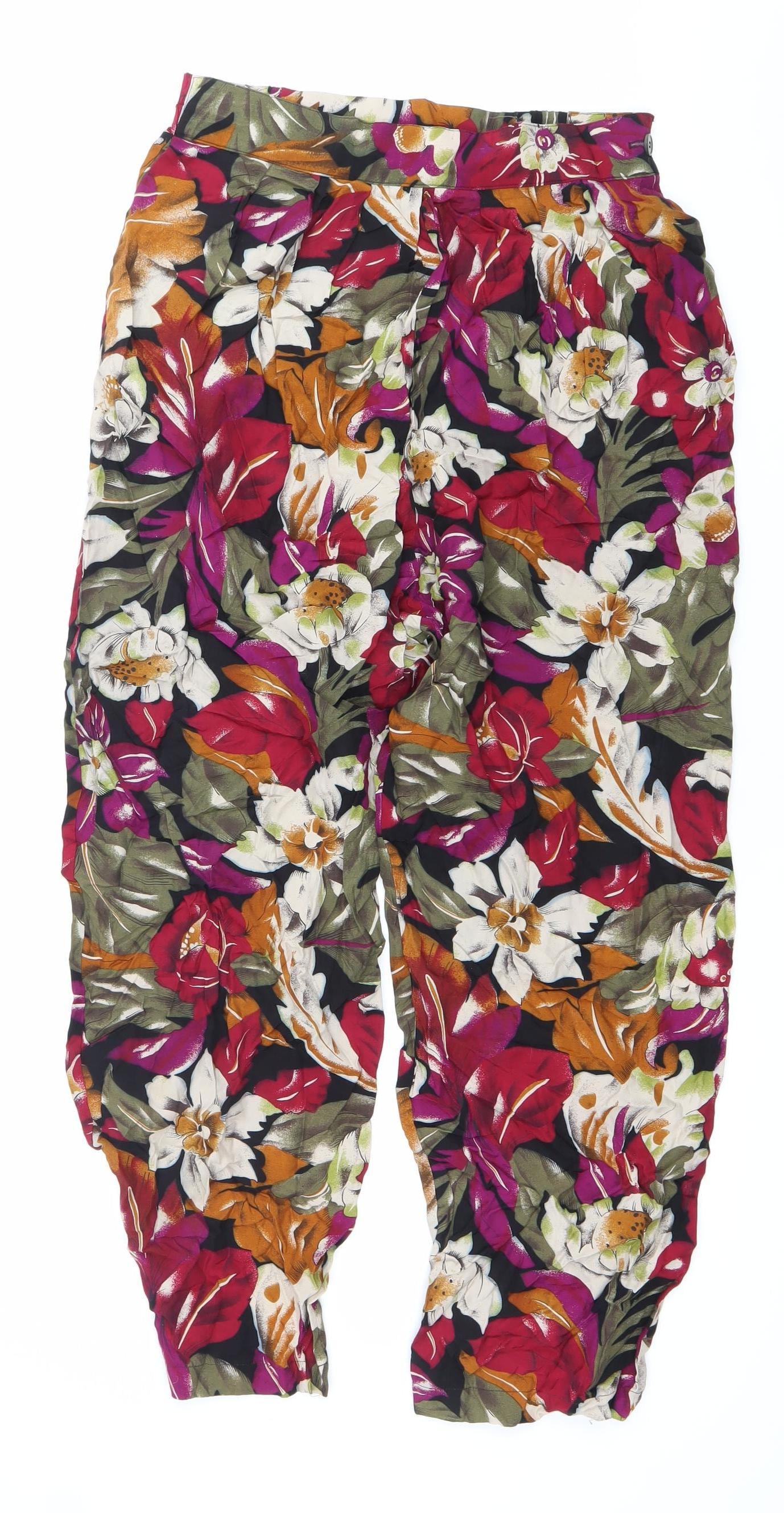 The Clothes Tree Womens Multicoloured Floral Harem Trousers Size 8