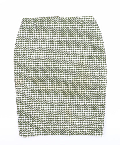 Topshop Women’s Green Geometric Pencil Skirt Size 12 Workwear