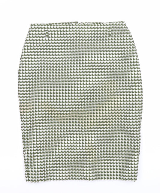 Topshop Women’s Green Geometric Pencil Skirt Size 12 Workwear