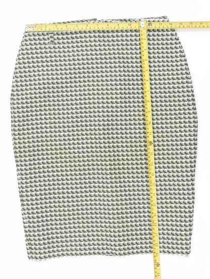 Topshop Women’s Green Geometric Pencil Skirt Size 12 Workwear