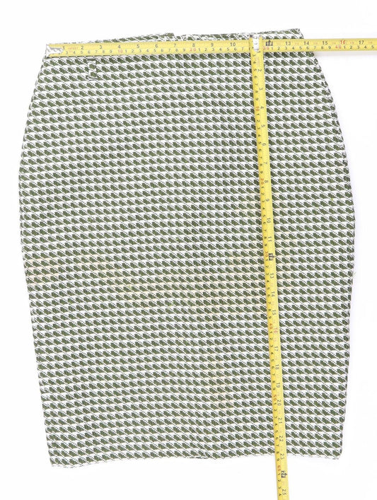 Topshop Women’s Green Geometric Pencil Skirt Size 12 Workwear