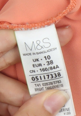 Womens UK Size 10 Marks and Spencer Orange Basic Blouse