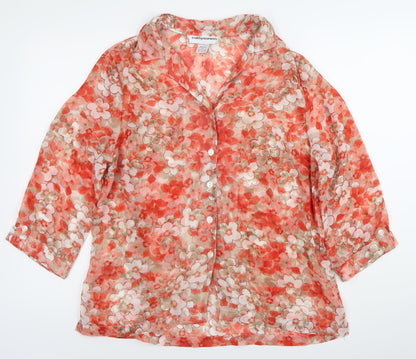 Cathy Daniels Womens Multicoloured Floral Blouse M Lightweight 3/4 Sleeve