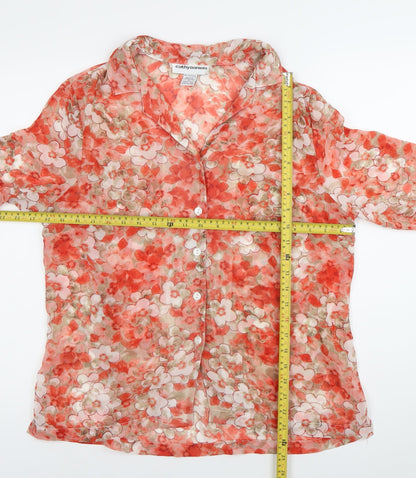 Cathy Daniels Womens Multicoloured Floral Blouse M Lightweight 3/4 Sleeve