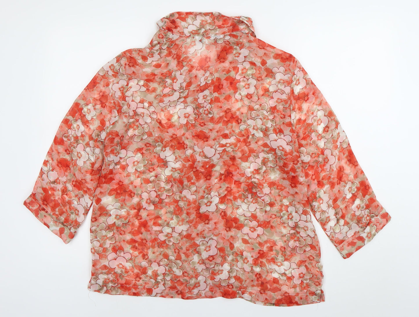 Cathy Daniels Womens Multicoloured Floral Blouse M Lightweight 3/4 Sleeve