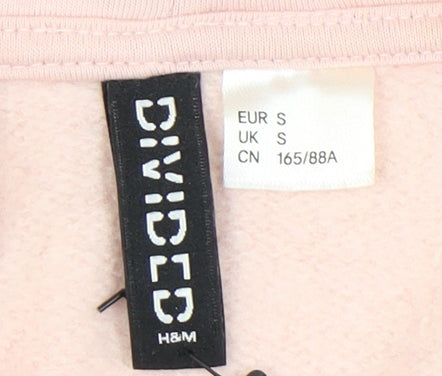 H&M Divided Womens Pink Hoodie Small Pullover Cotton Blend Casual