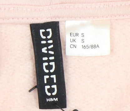 H&M Divided Womens Pink Hoodie Small Pullover Cotton Blend Casual
