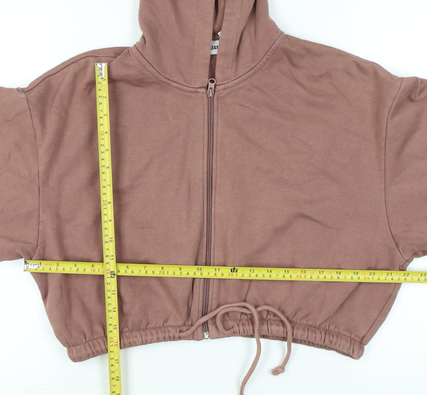 Weekday Women Brown Full Zip Hoodie Size S Cotton Blend Casual