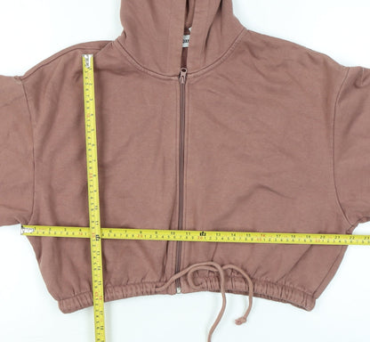 Weekday Women Brown Full Zip Hoodie Size S Cotton Blend Casual