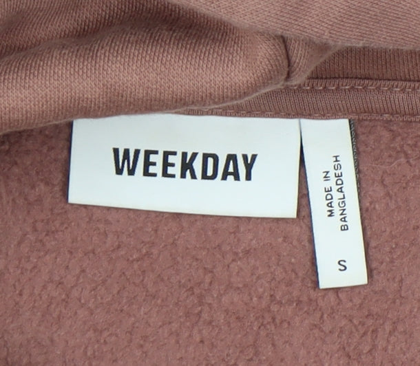 Weekday Women Brown Full Zip Hoodie Size S Cotton Blend Casual