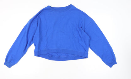 River Island Women’s Blue Relaxed Sweatshirt UK M Cotton Blend